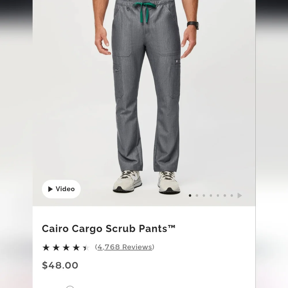 Men's Figs Zip Fly Cairo Cargo Scrub Pants XL Tall XLT